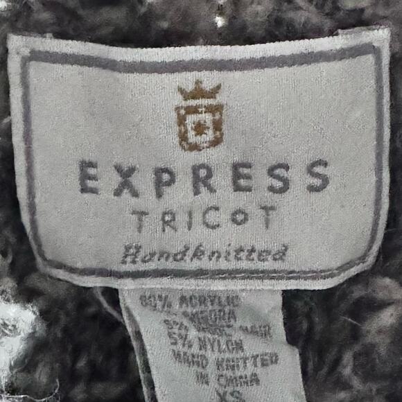 Express Tricot Handknit Sweater Small Fisherman Oversized Angora Wool Vintage - Picture 5 of 10